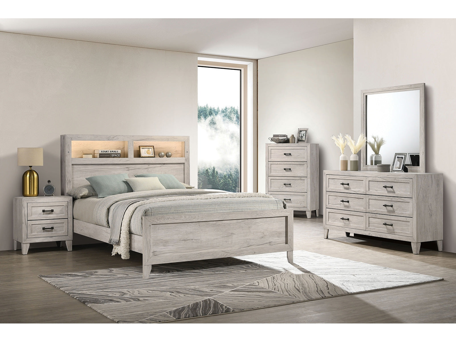 Mysen White Wash Full Bed