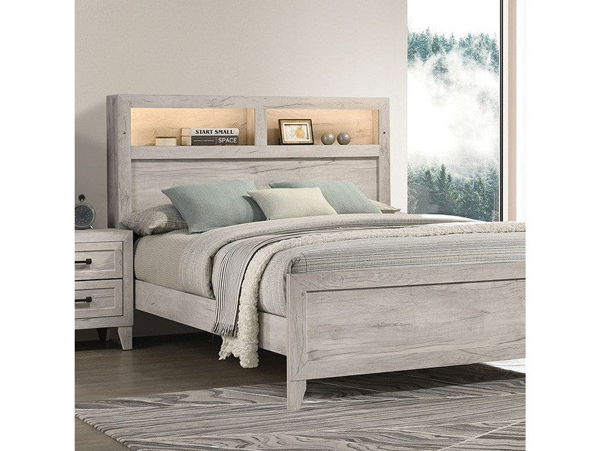 Mysen White Wash Queen Bed