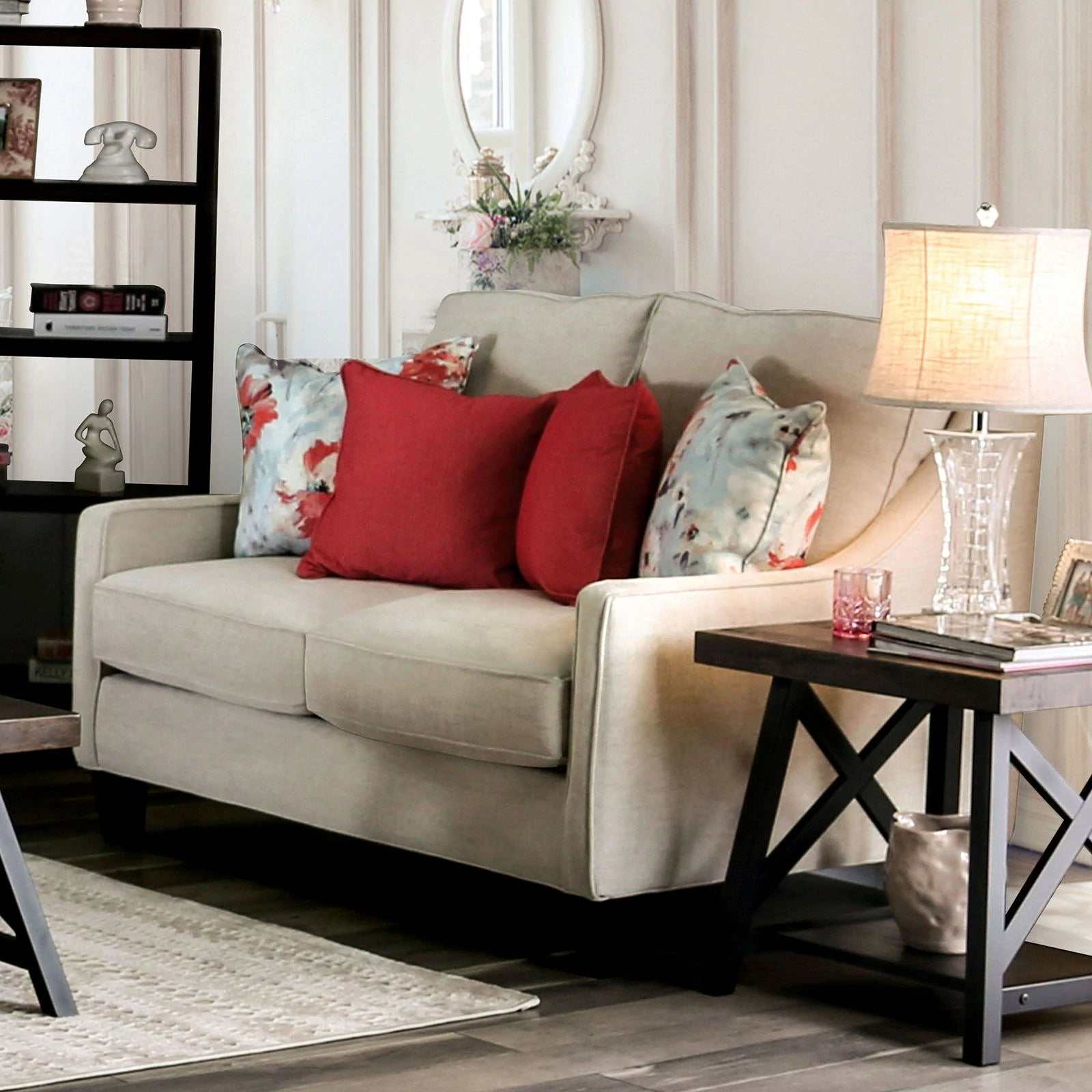 Nadene Ivory Stationary Sofa & Loveseat 2pc