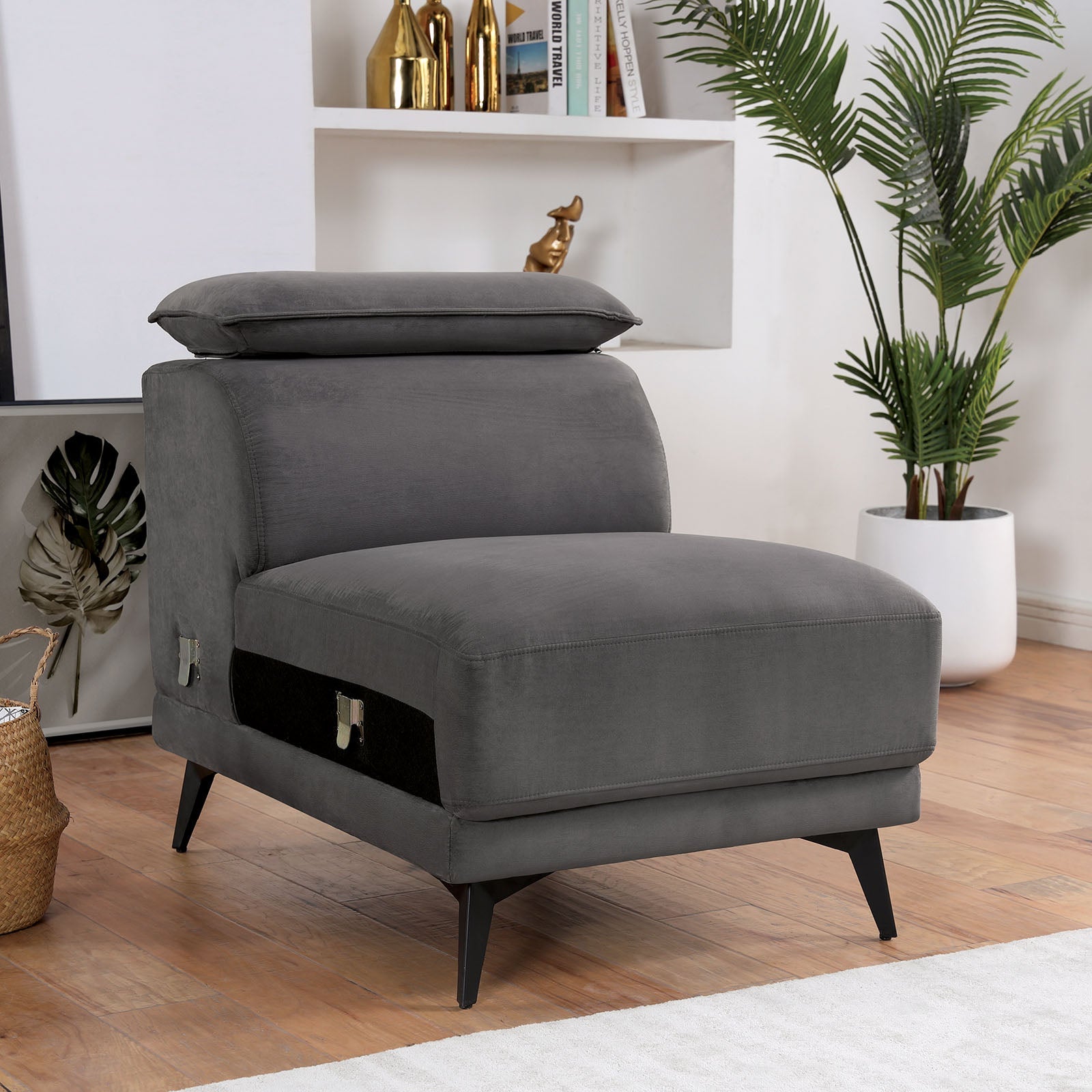Napanee Dark Gray Sectional w/ Armless Chair