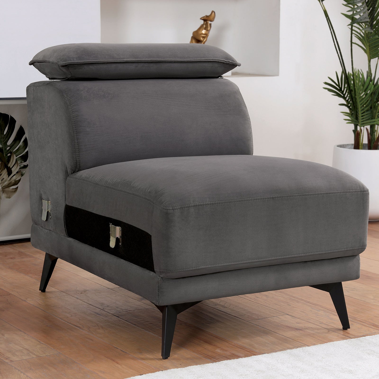 Napanee Dark Gray Sectional w/ Armless Chair