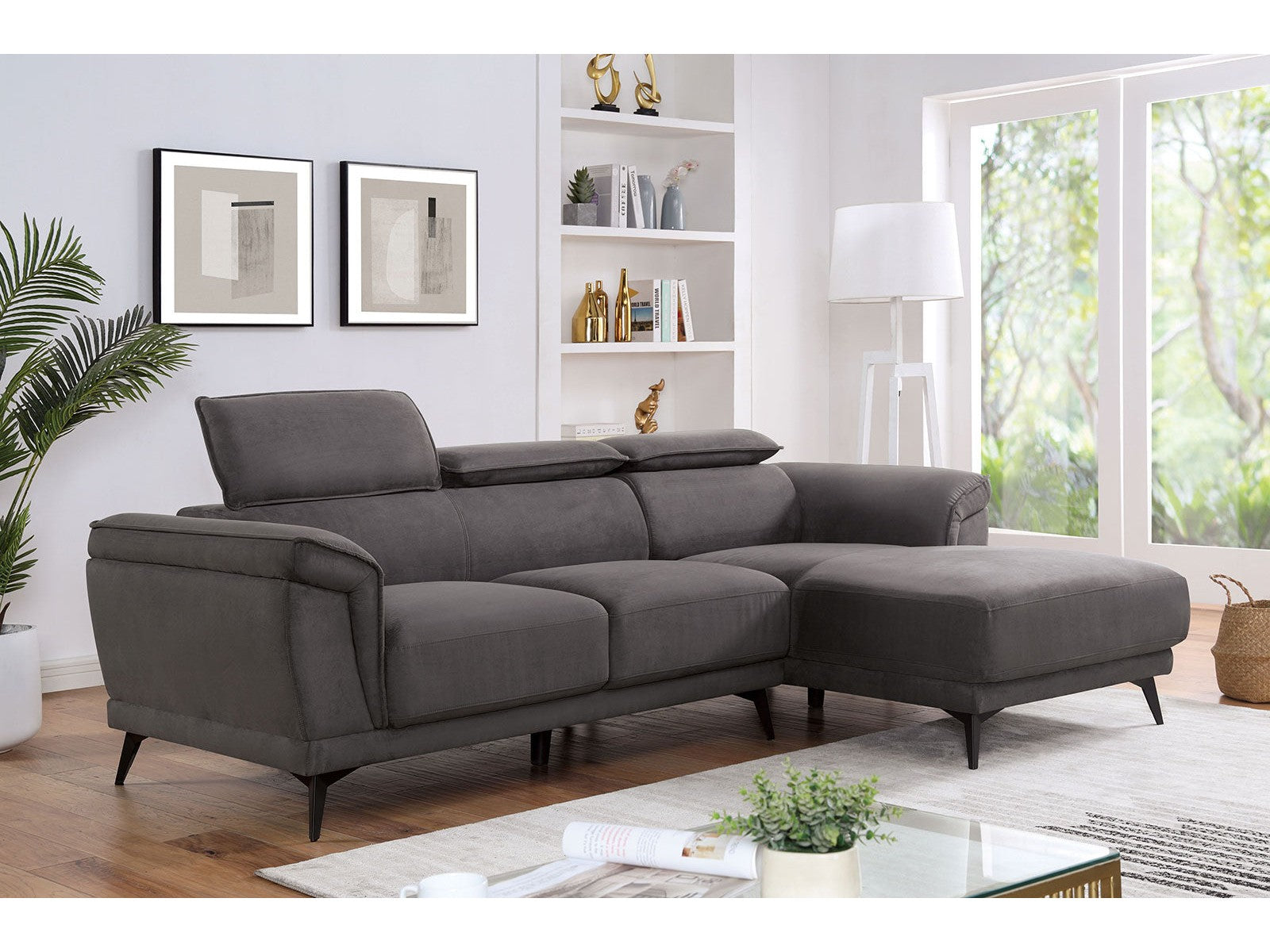 Napanee Dark Gray Sectional w/ Armless Chair