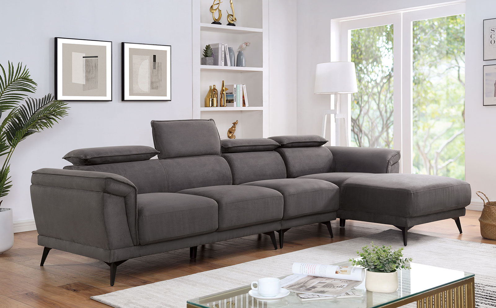 Napanee Dark Gray Sectional w/ Armless Chair