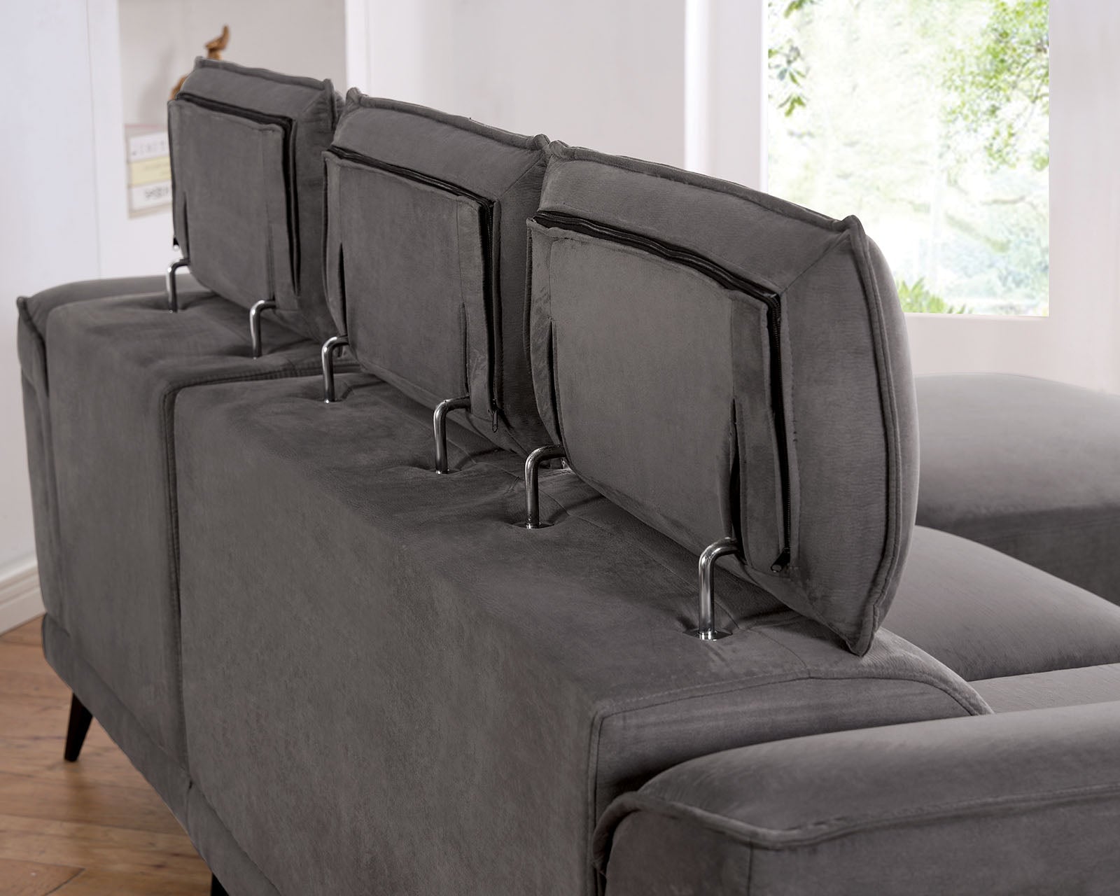 Napanee Dark Gray Sectional w/ Armless Chair