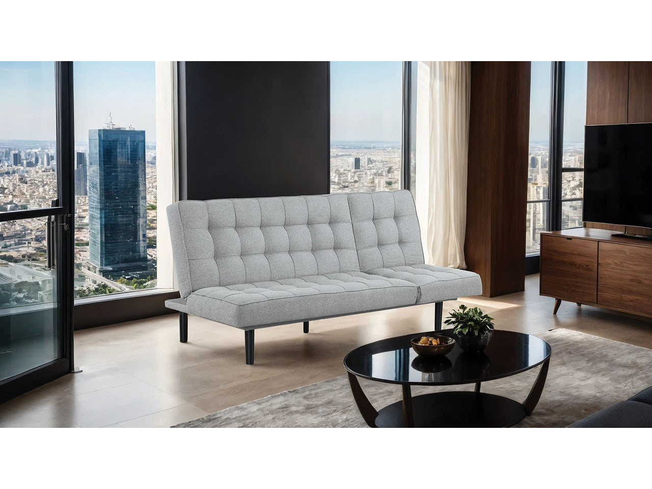 Napervill Light Gray Futon Sofa