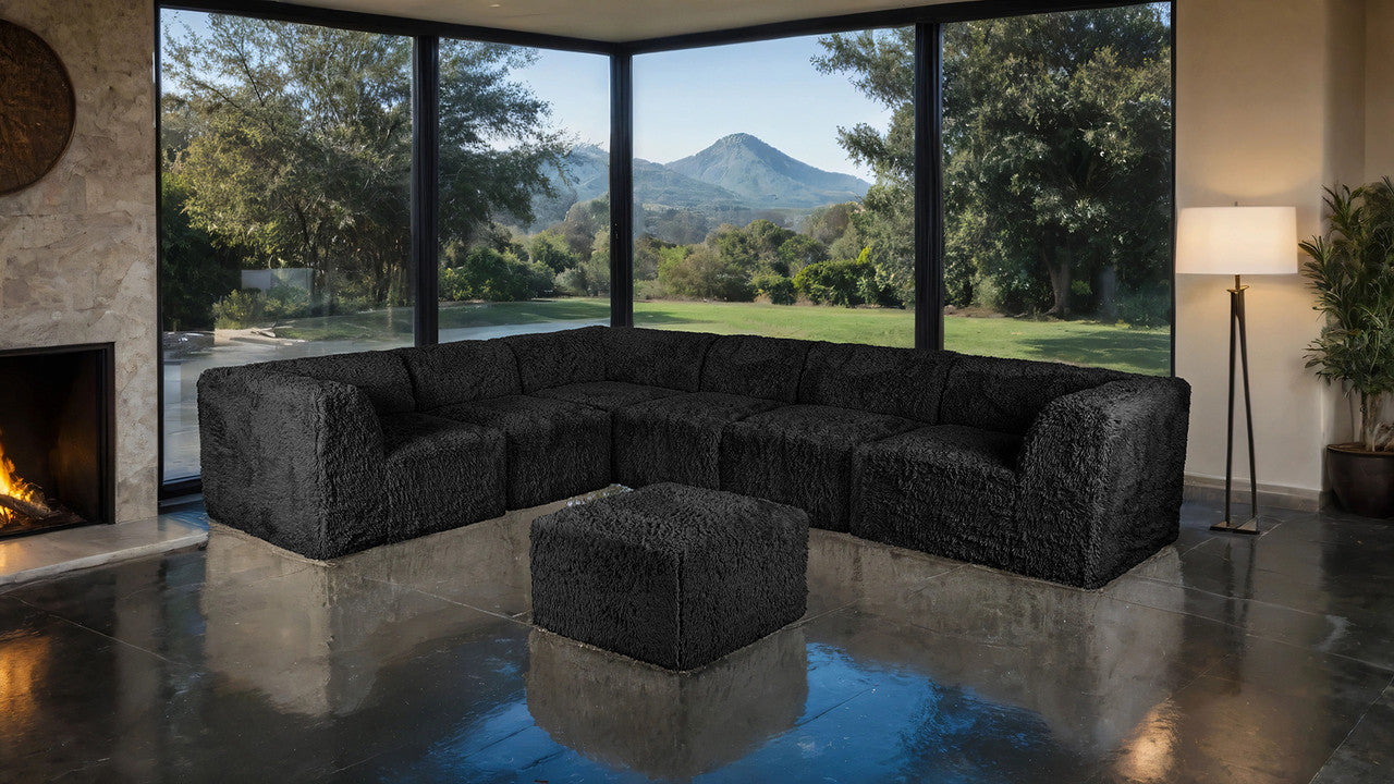 Nappi Black Large L-Sectional w/ Ottoman