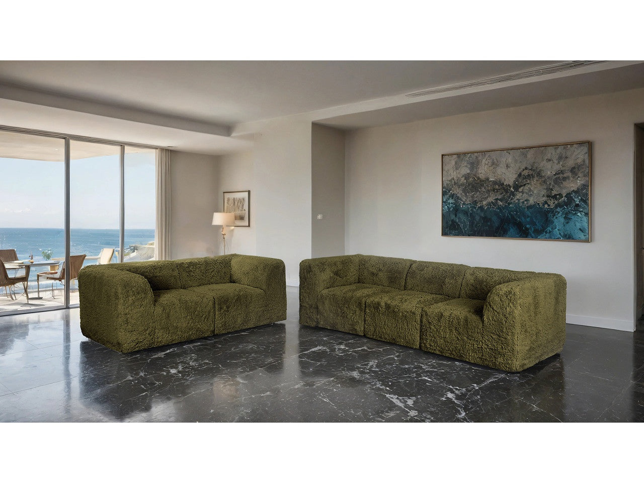 Nappi Olive Green Sofa & Loveseat