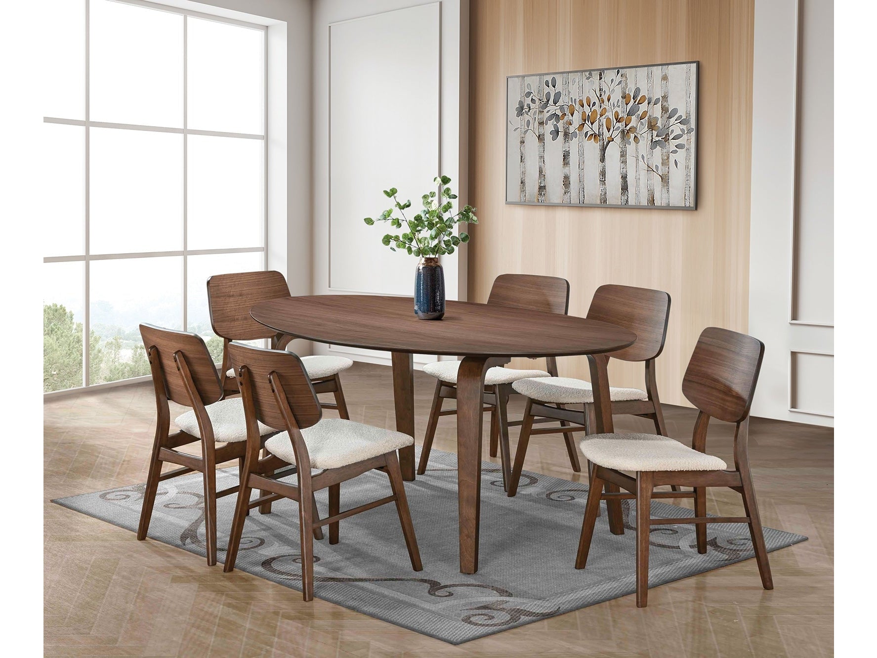 Narvik Walnut 7 Pc. Dining Room Set