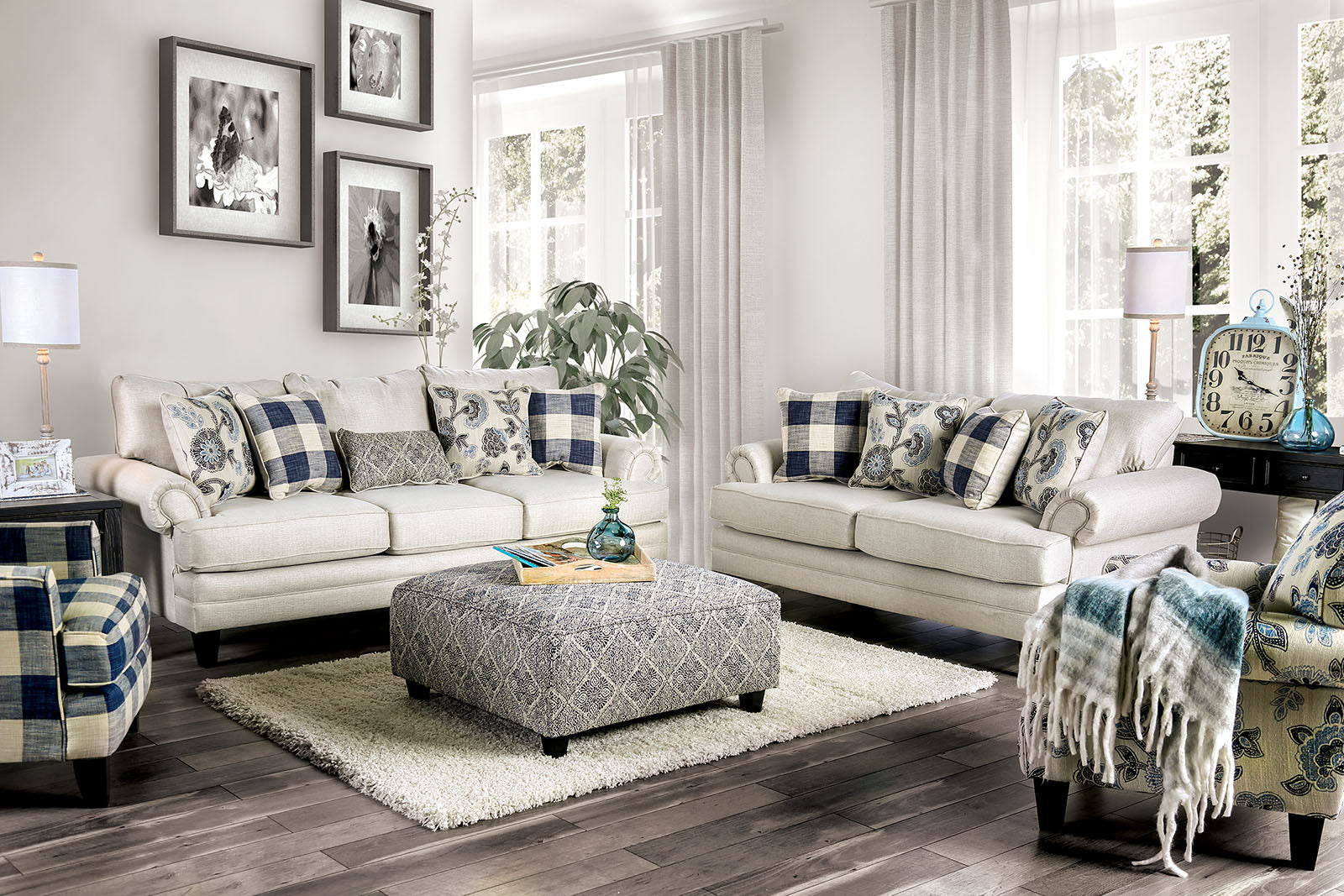 Nash Ivory Checkered Chair
