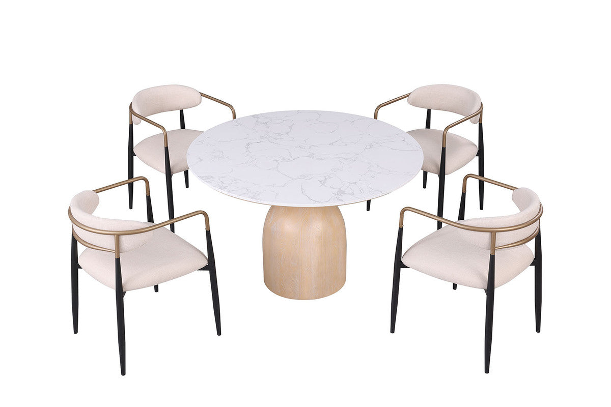 Neasden Natural/Black/White 5 Pc. Dining Table Set