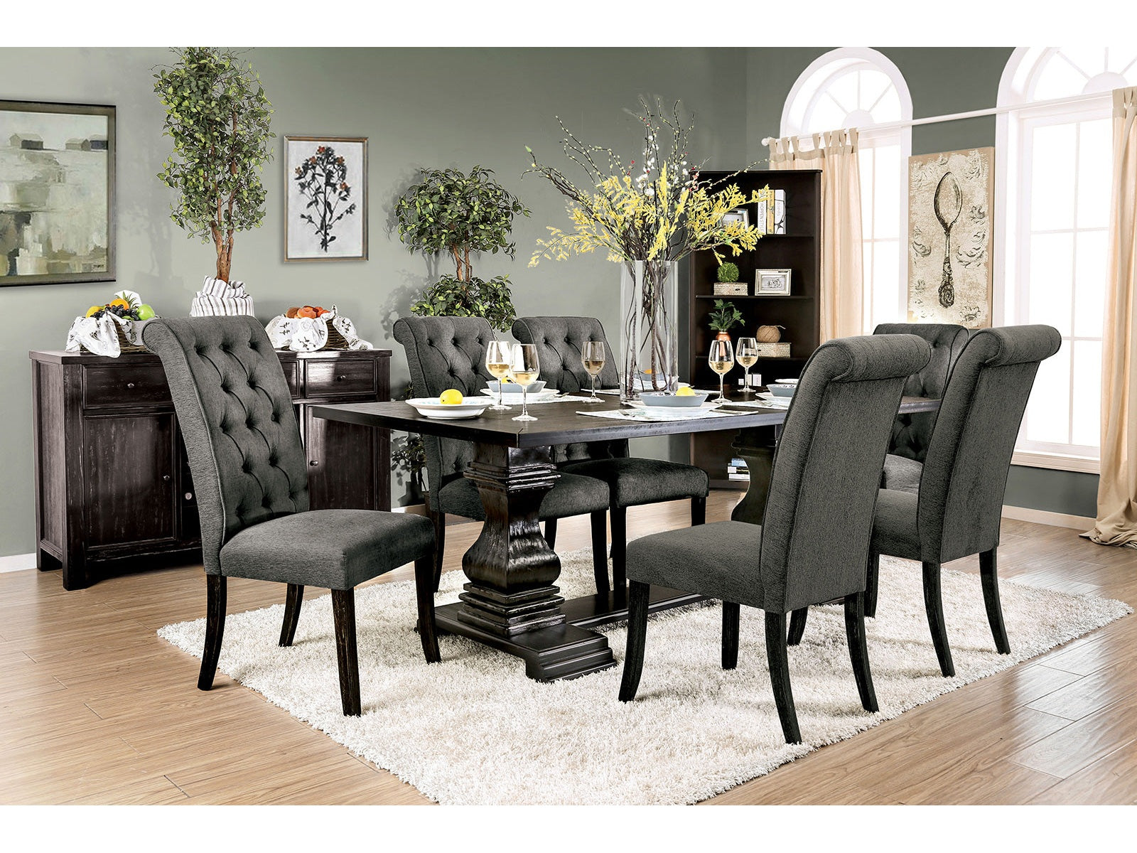 Nerissa Antique Black 7 Pc. Dining Room Set