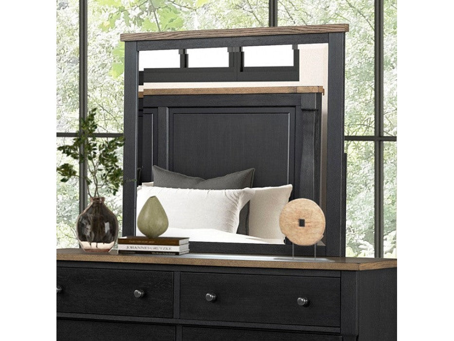 Neue Mills Black/Rustic Oak Mirror
