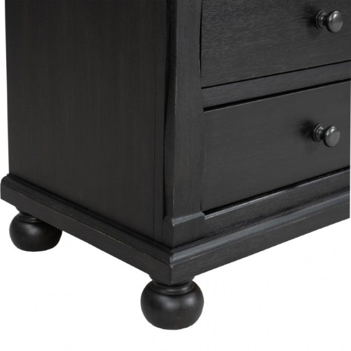 Neue Mills Black/Rustic Oak Nightstand w/ 3 Drawers