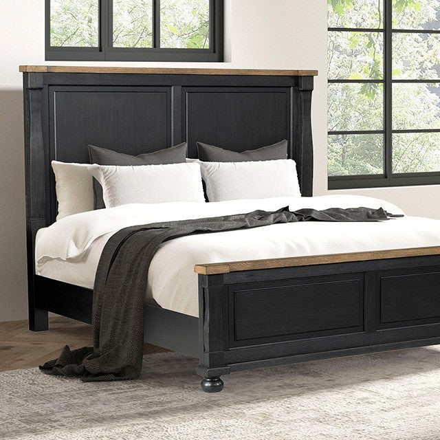 Neue Mills Black/Rustic Oak Queen 4 Piece Bedroom Set
