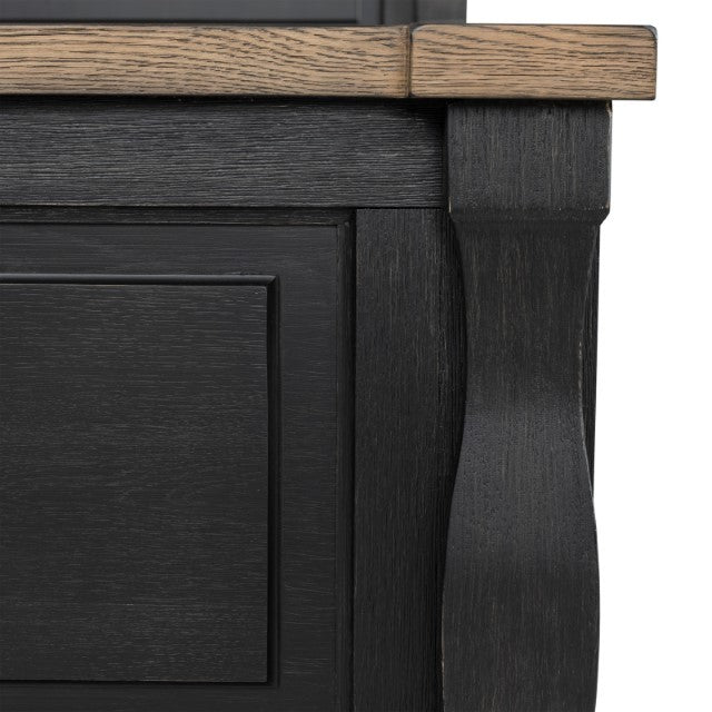 Neue Mills Black/Rustic Oak Queen Bed