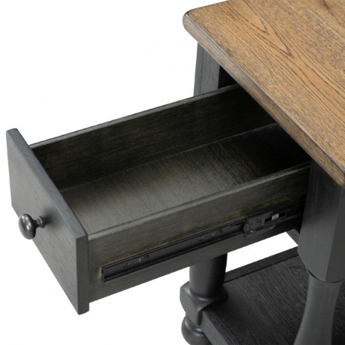 Neue Mills Weathered Black/Brown Chairside Table