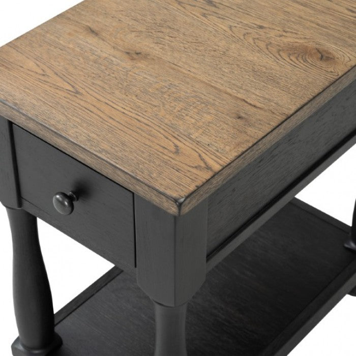 Neue Mills Weathered Black/Brown Chairside Table