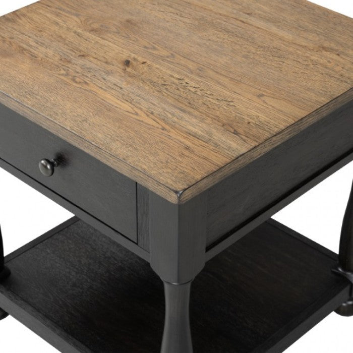 Neue Mills Weathered Black/Brown End Table