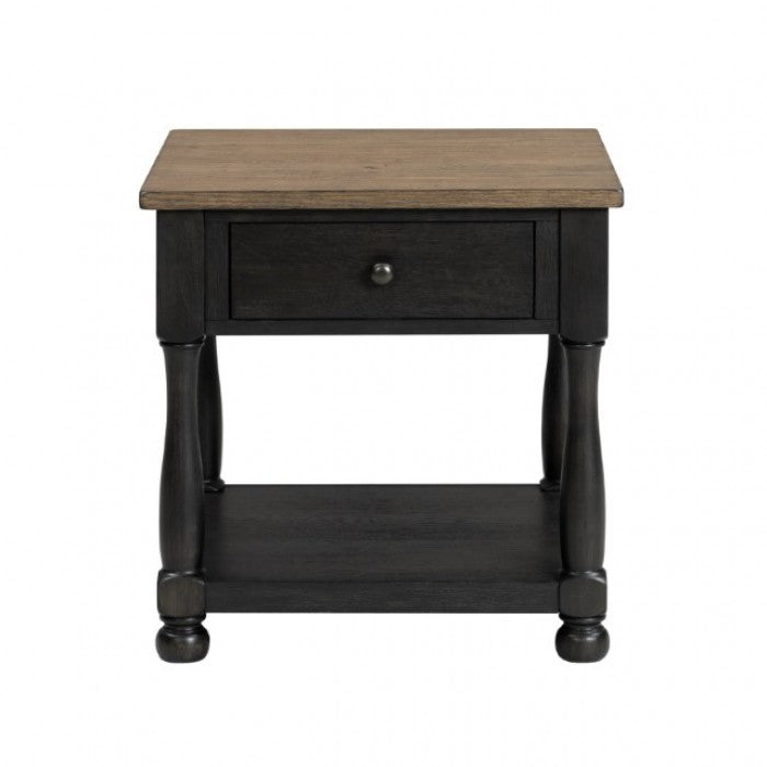 Neue Mills Weathered Black/Brown End Table
