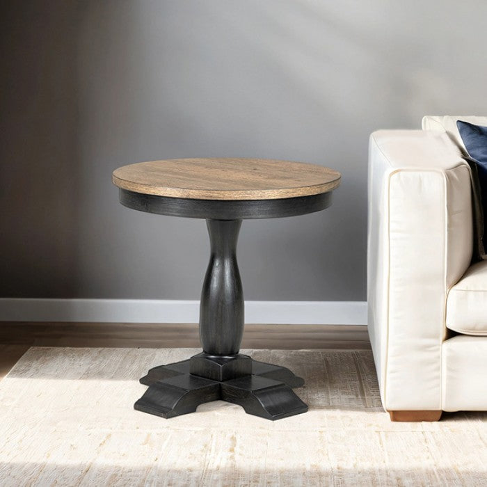 Neue Mills Weathered Black/Brown Round End Table