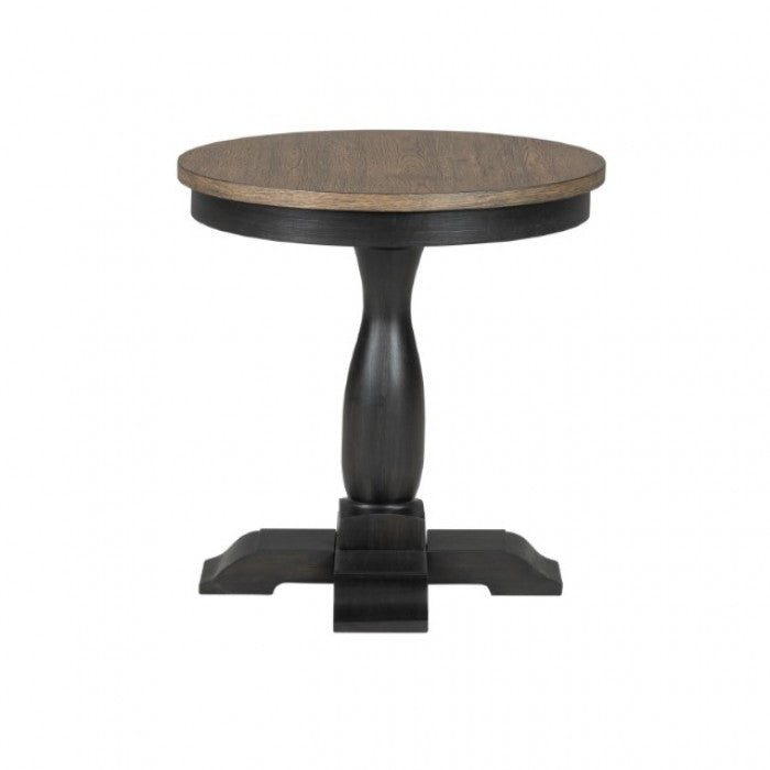 Neue Mills Weathered Black/Brown Round End Table