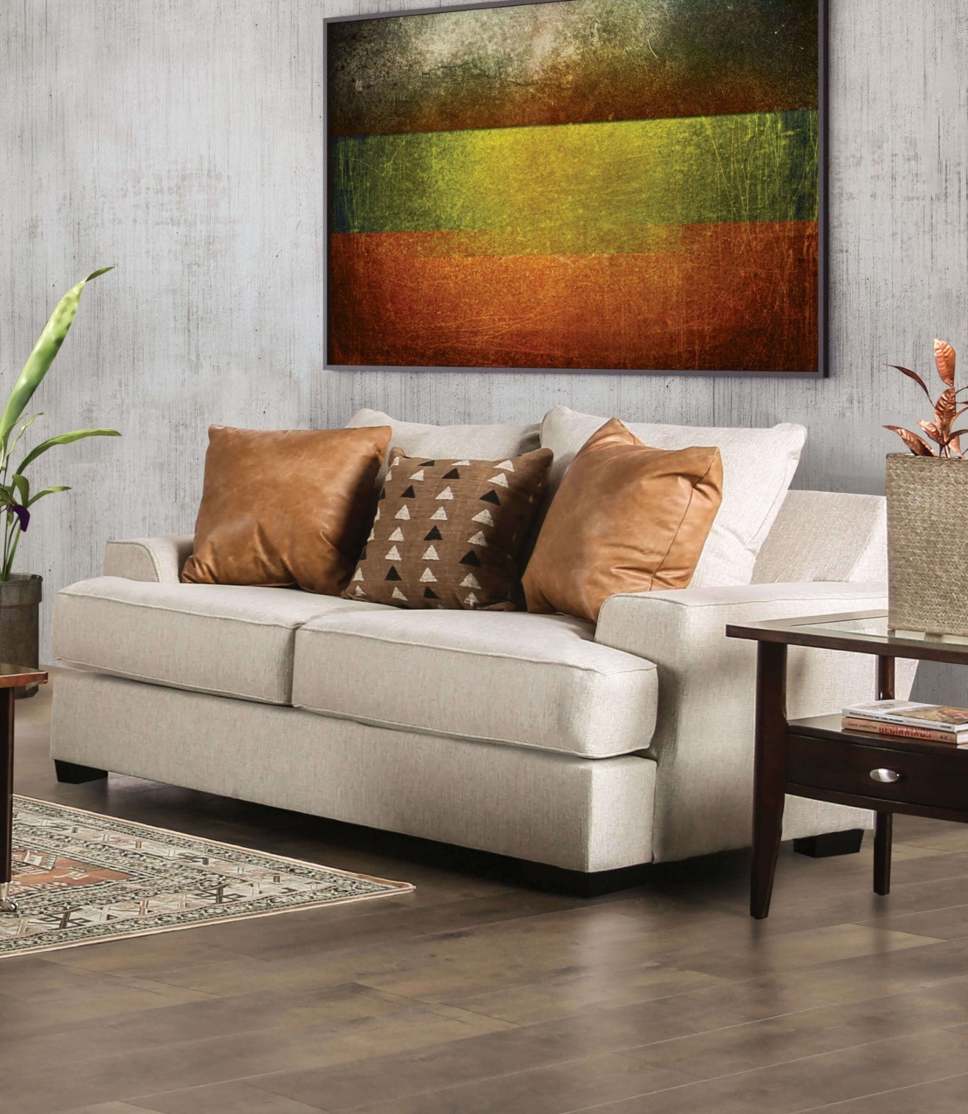 New meadows Sand/Caramel Sofa & Loveseat