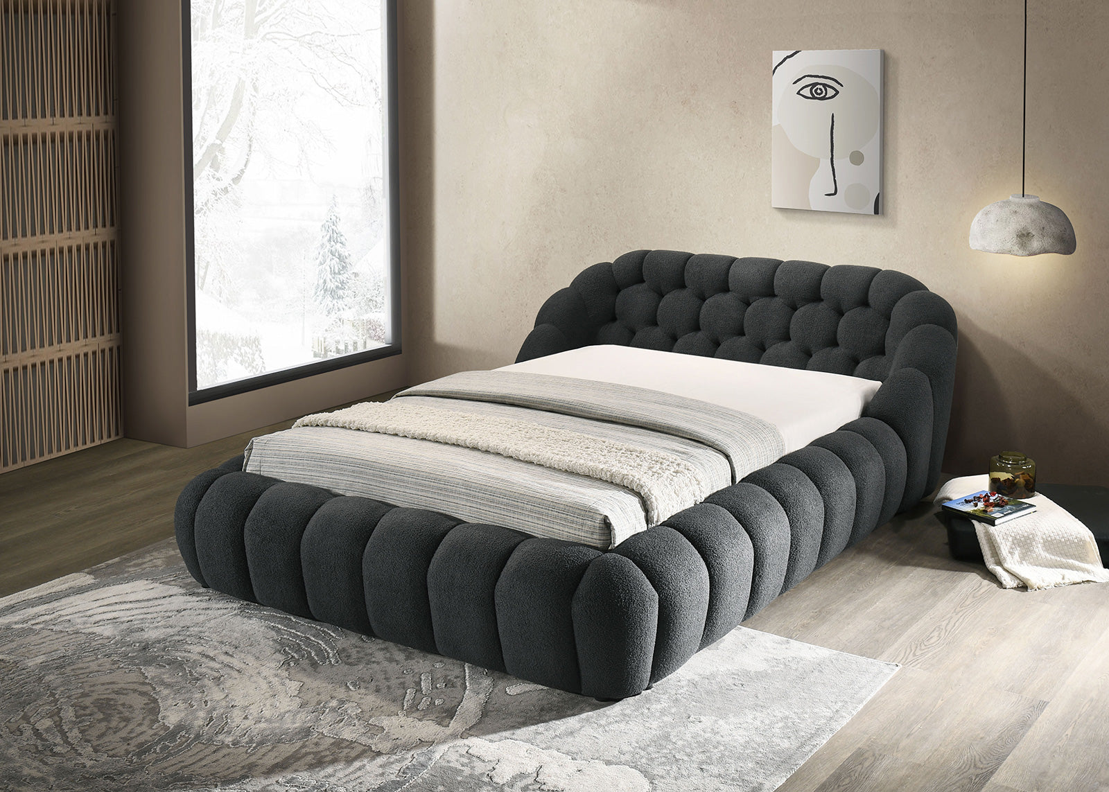Newquay Charcoal Queen Bed