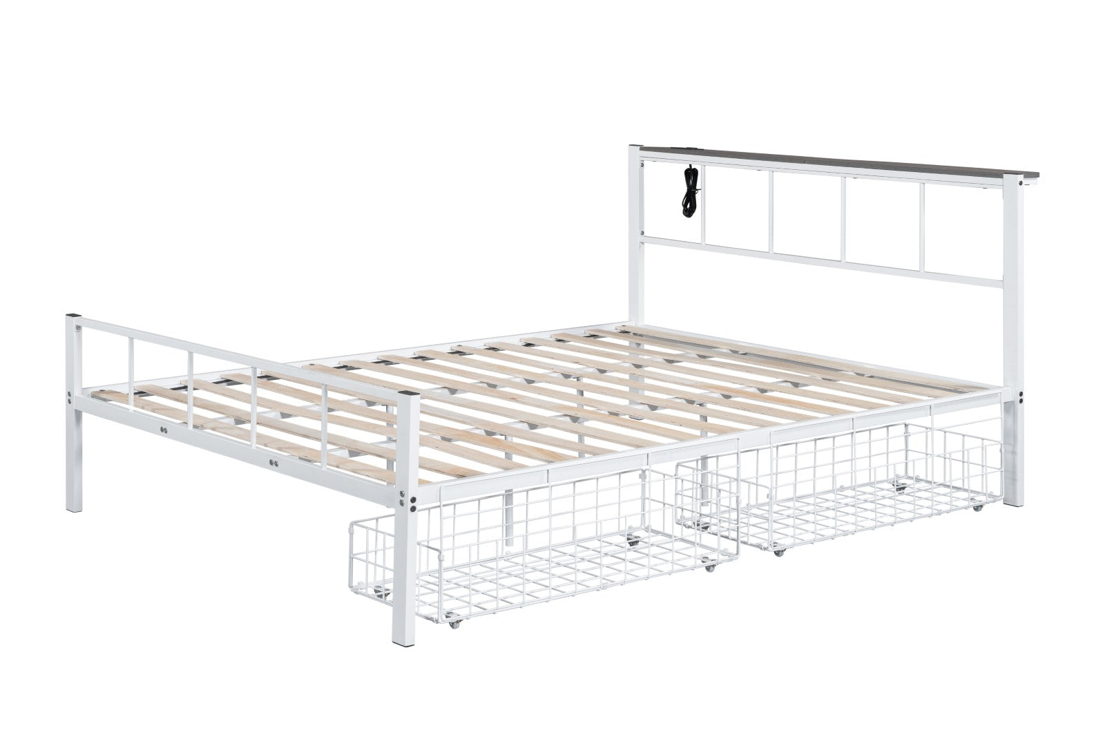Nicoli White Queen Metal Bed