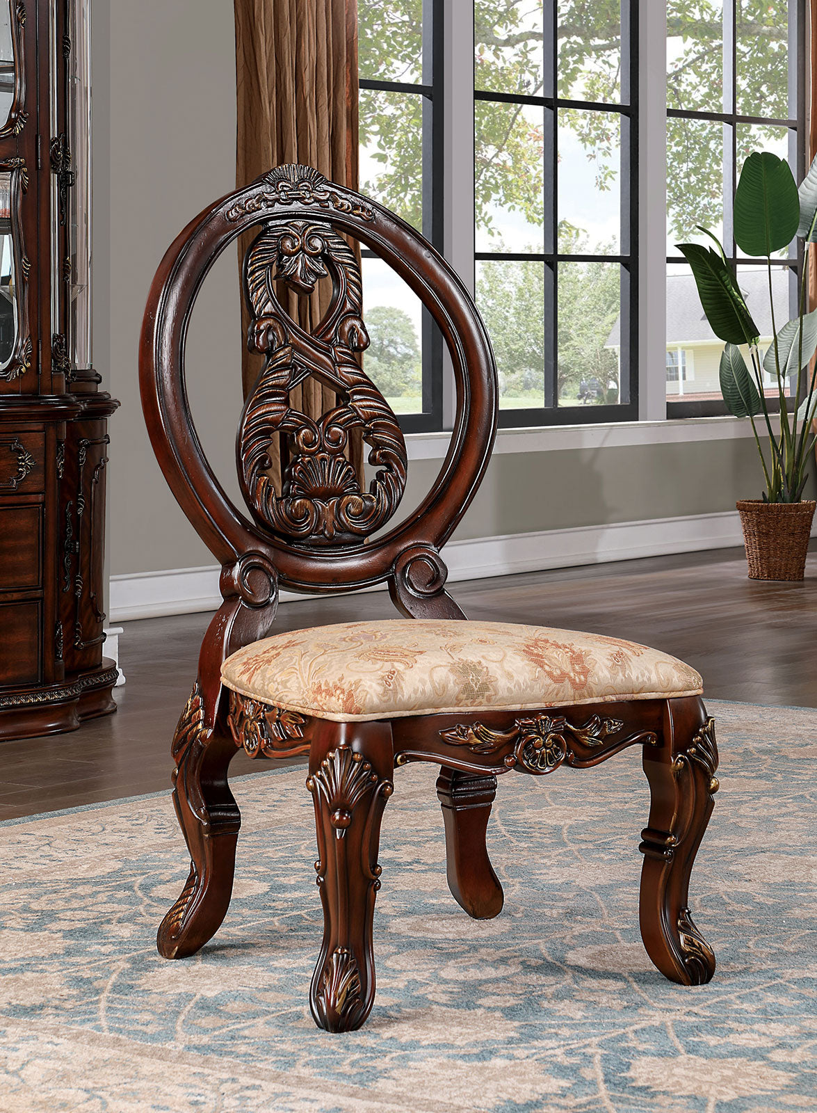 Normandy Brown Cherry/Tan 7 Pc. Dining Room Set