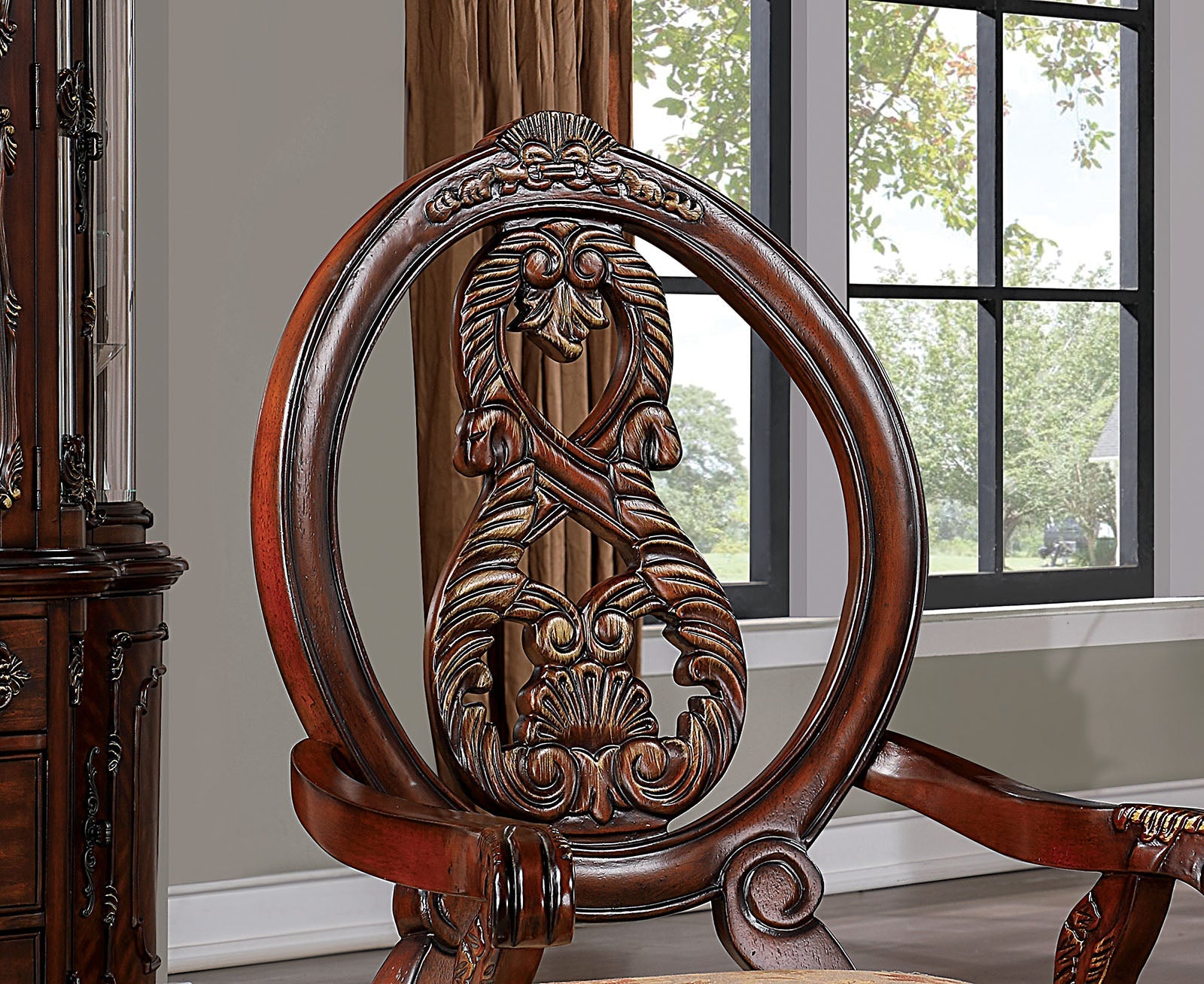 Normandy Brown Cherry/Tan 7 Pc. Dining Room Set