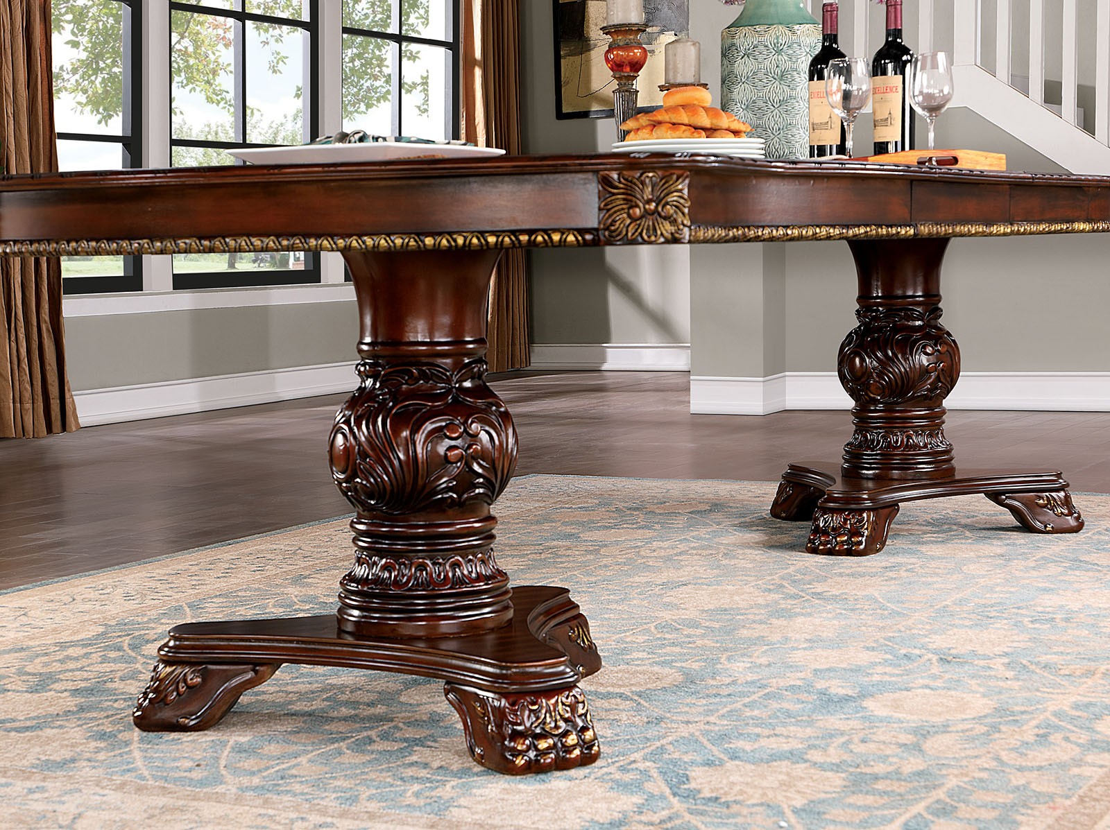 Normandy Brown Cherry/Tan 9 Pc. Dining Room Set