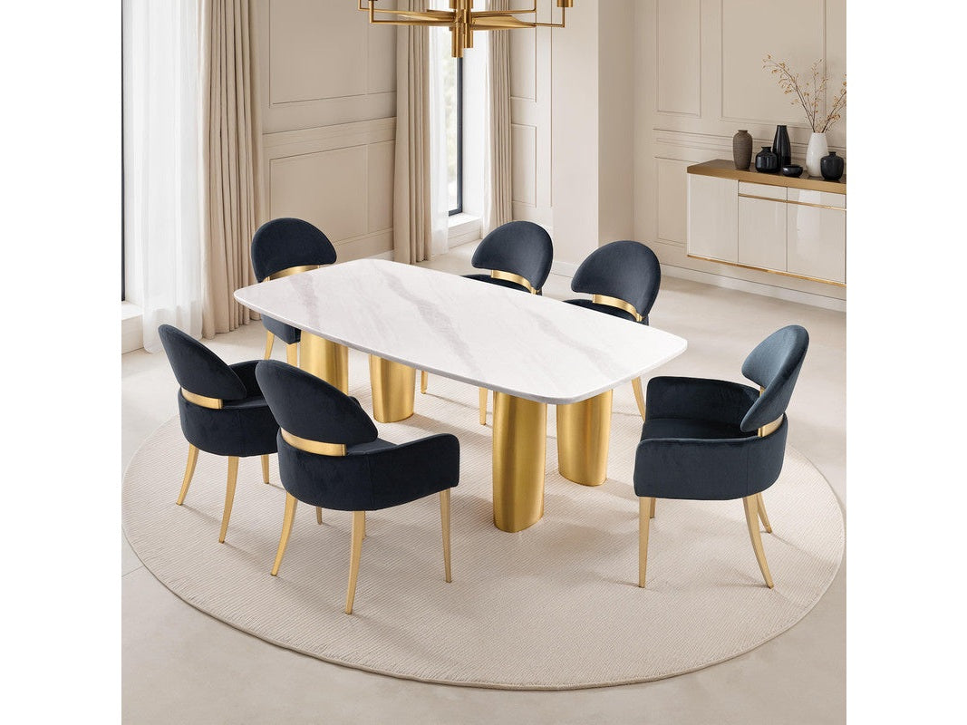 Northall White/Gold/Black 7 Pc. Dining Table Set