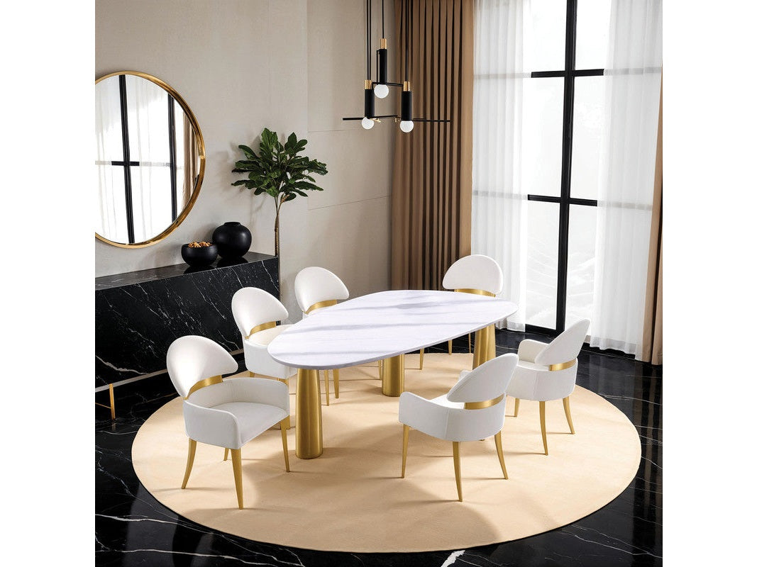Northam White/Matte Gold Dining Table