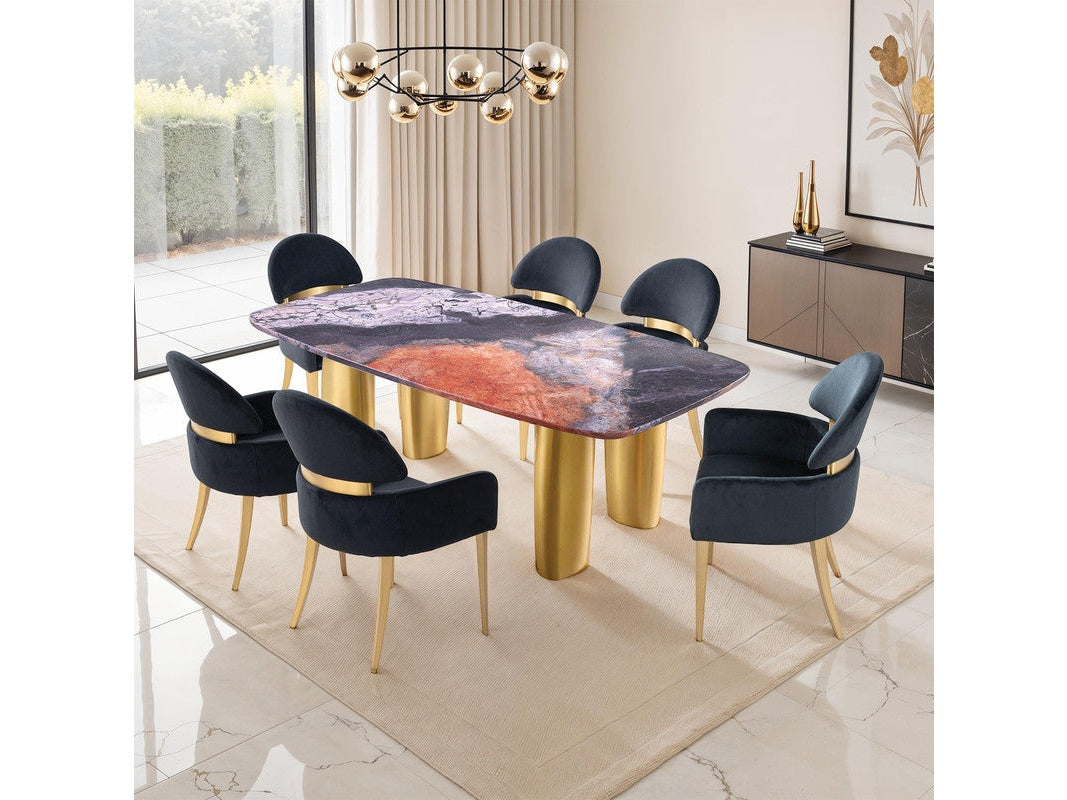 Northolt Black/Gray/Matte Gold 7 Pc. Dining Table Set