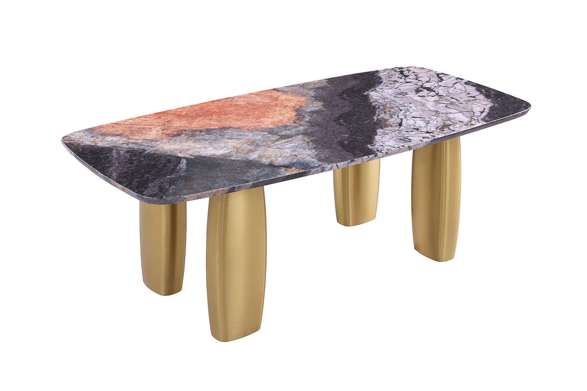 Northolt Black/Gray/Matte Gold Dining Table
