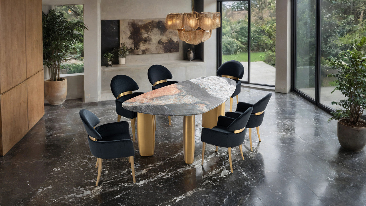 Northwich Black/Gray/Matte Gold 7 Pc. Dining Table Set