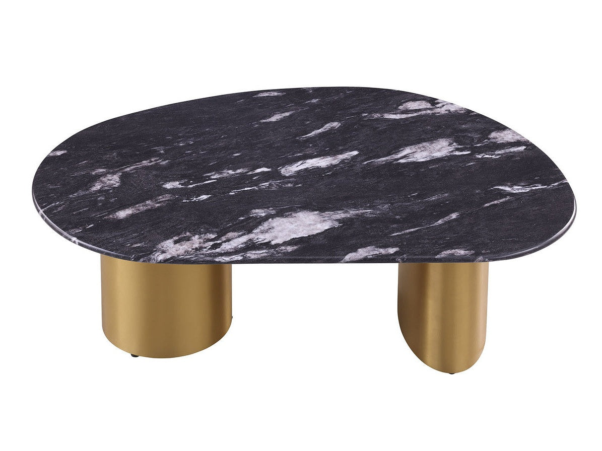 Northwich Black/Gray/Matte Gold Oval Coffee Table