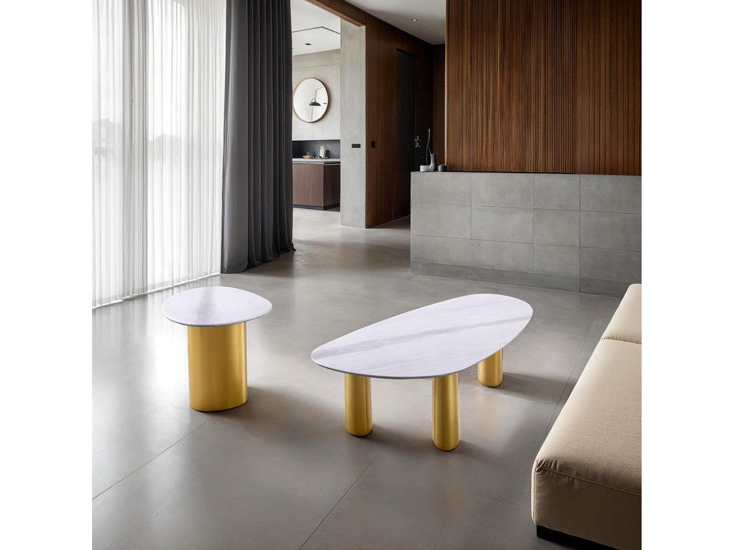 Northwich White/Matte Gold Side Table