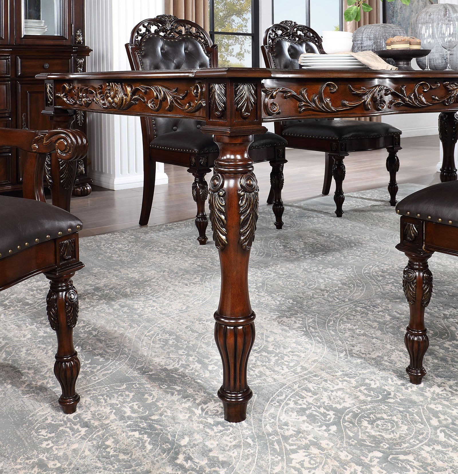 Nouvelle Brown Cherry 7 Pc. Dining Room Set
