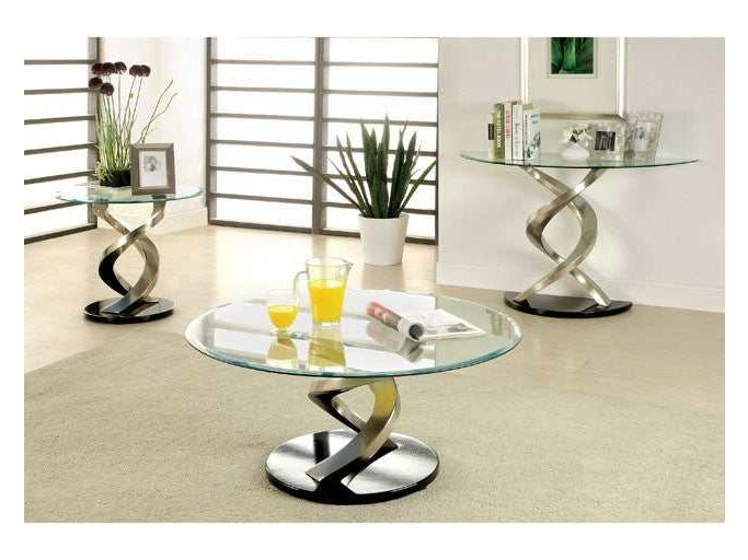 Nova Satin Plated/Black Coffee Table