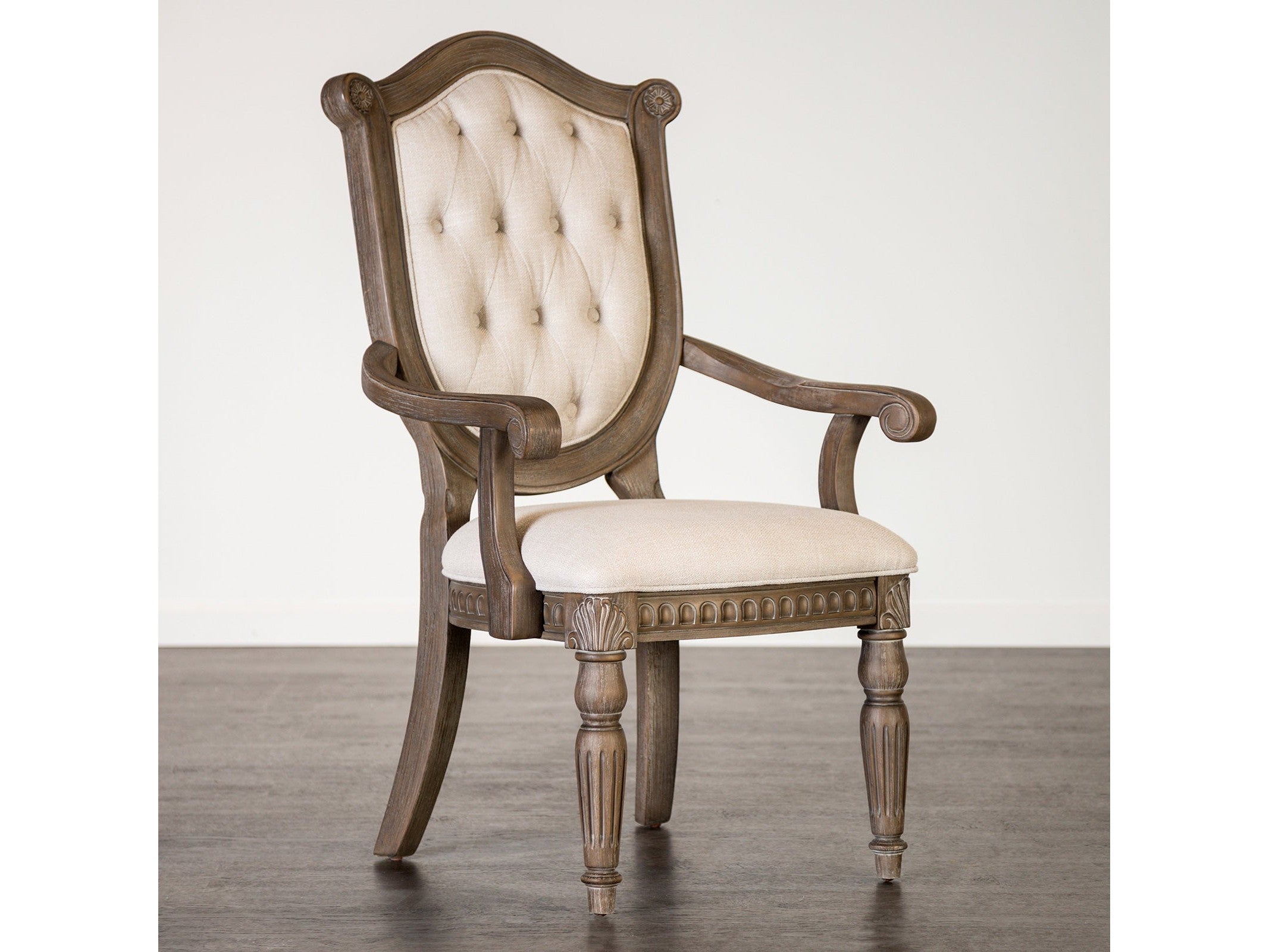 Oakham Weathered Oak/Beige Arm Chair (Set of 2)