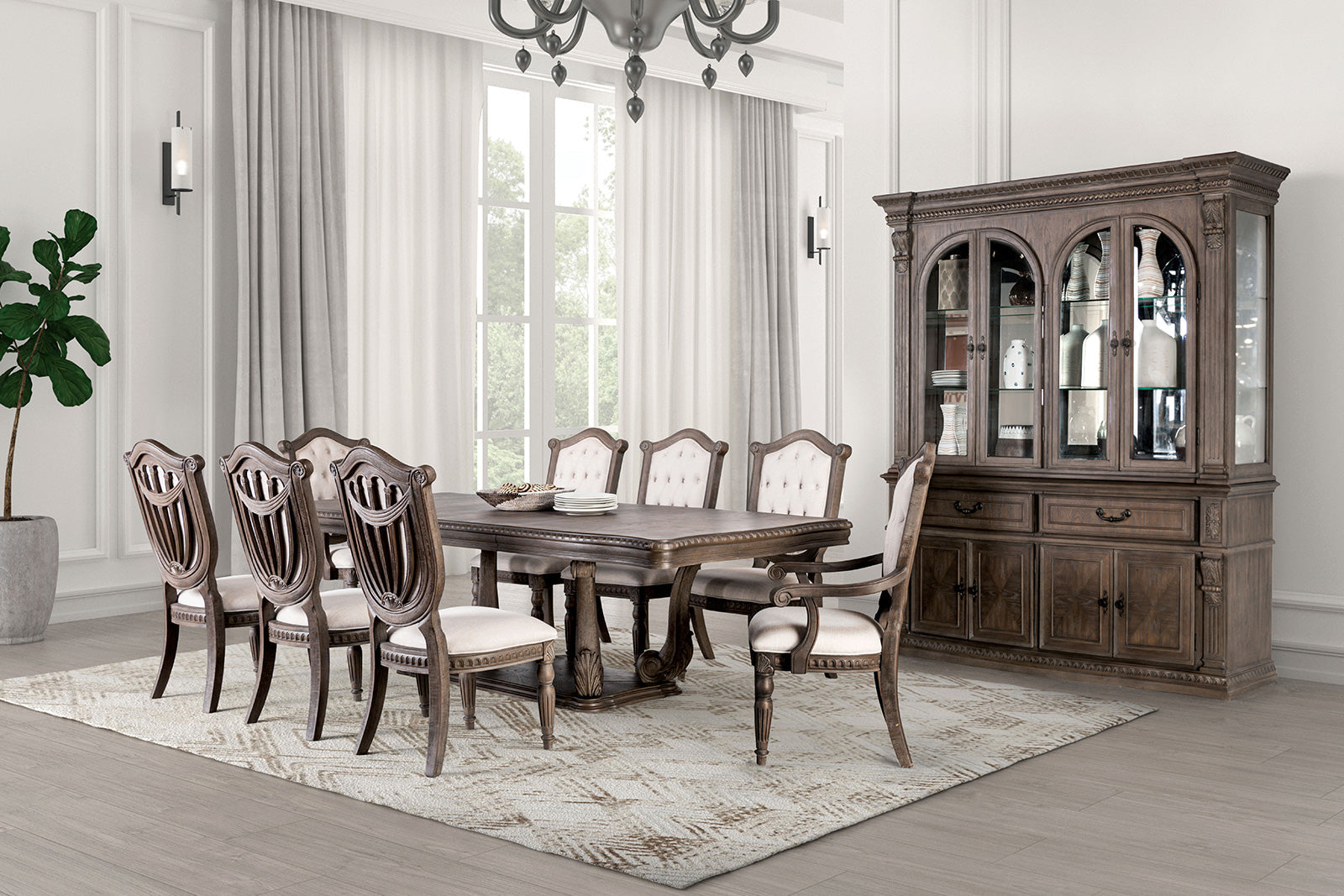 Oakham Weathered Oak/Beige Arm Chair (Set of 2)