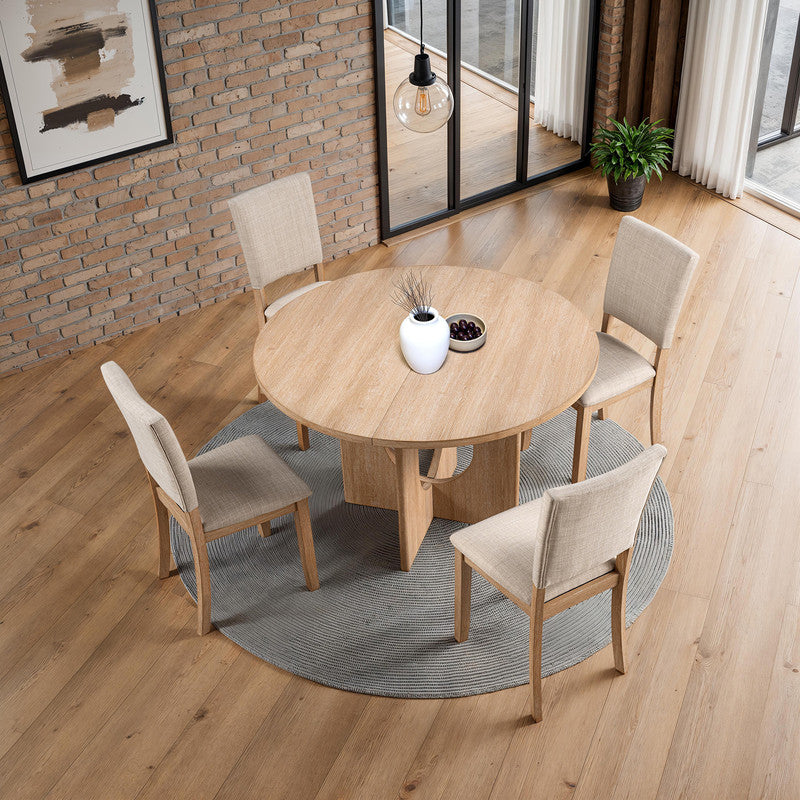 Oberto Natural 5 Pc. Round Dining Table Set