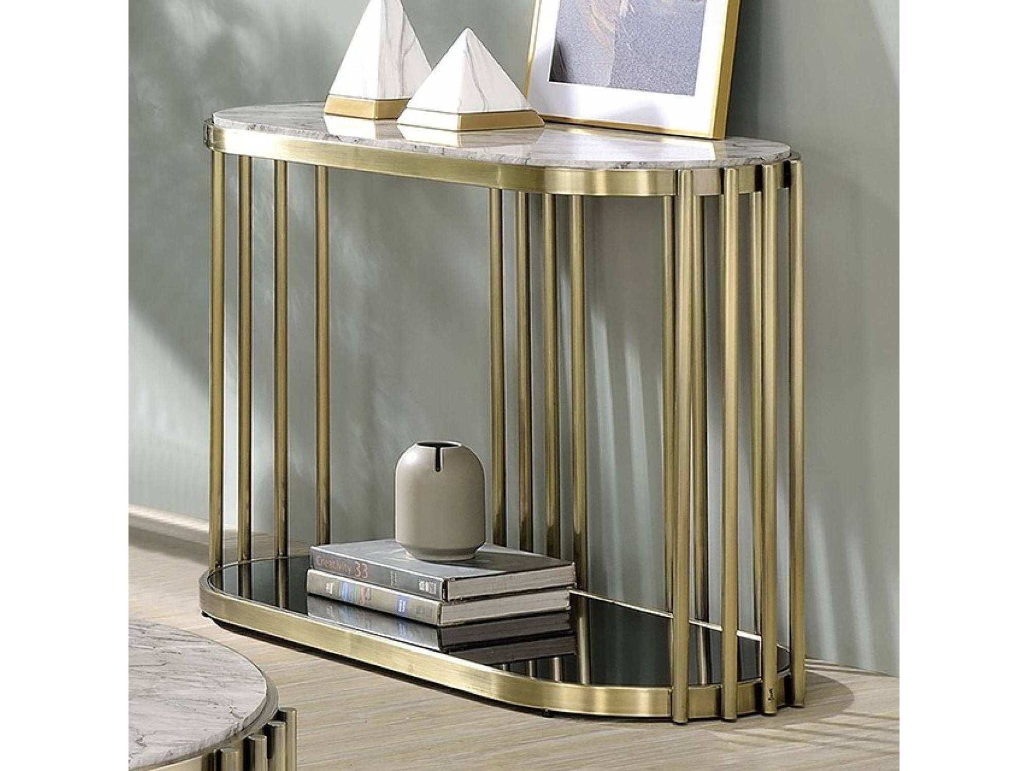 Ofelia Antique Brass & Black Sofa Table