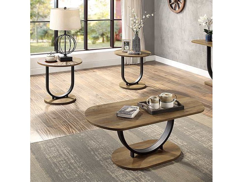 Olbia Rustic Oak/Sand Black 3 Pc. Coffee Table Set