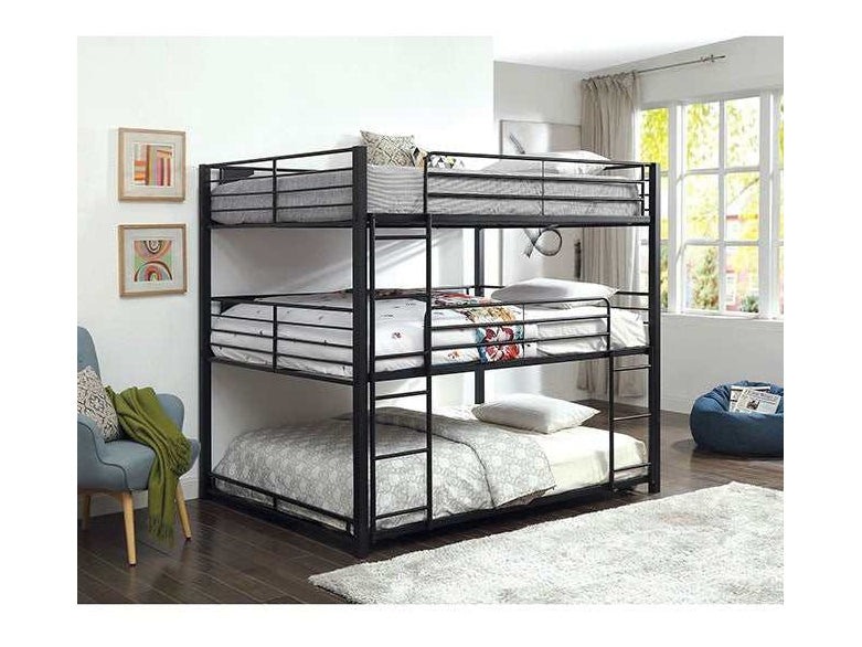Olga Sand Black Queen Triple Decker Bed