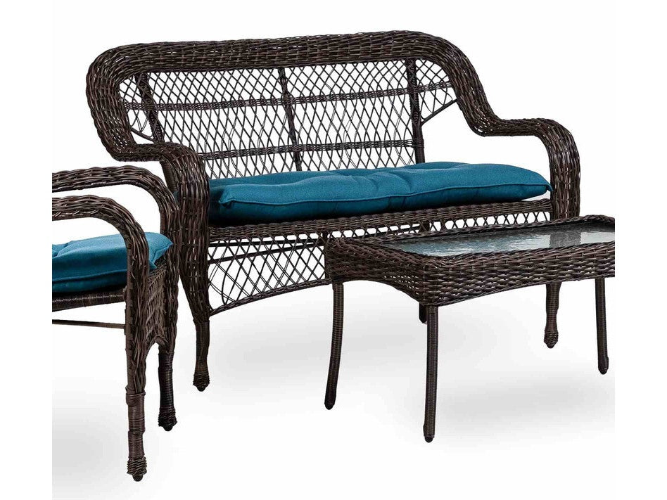 Oliveri Brown/Dark Teal Wicker Loveseat