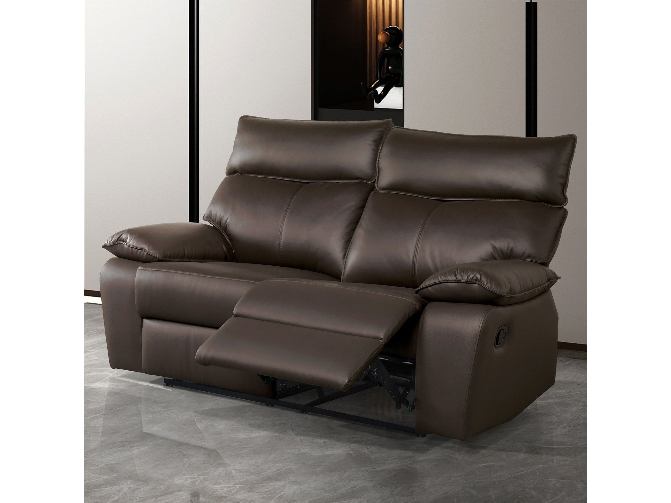 Onoria Brown Leather Match Reclining Loveseat