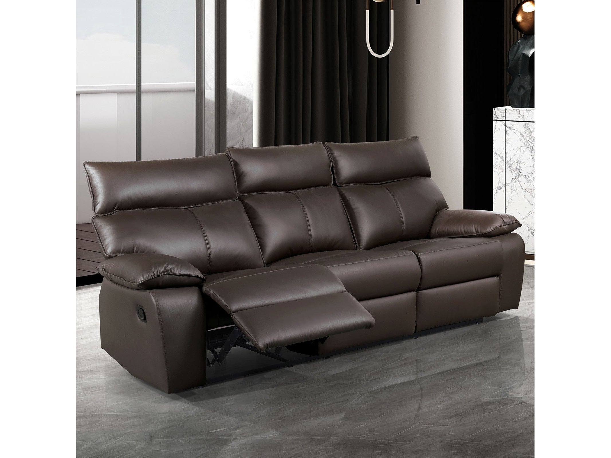 Onoria Brown Leather Match Reclining Sofa