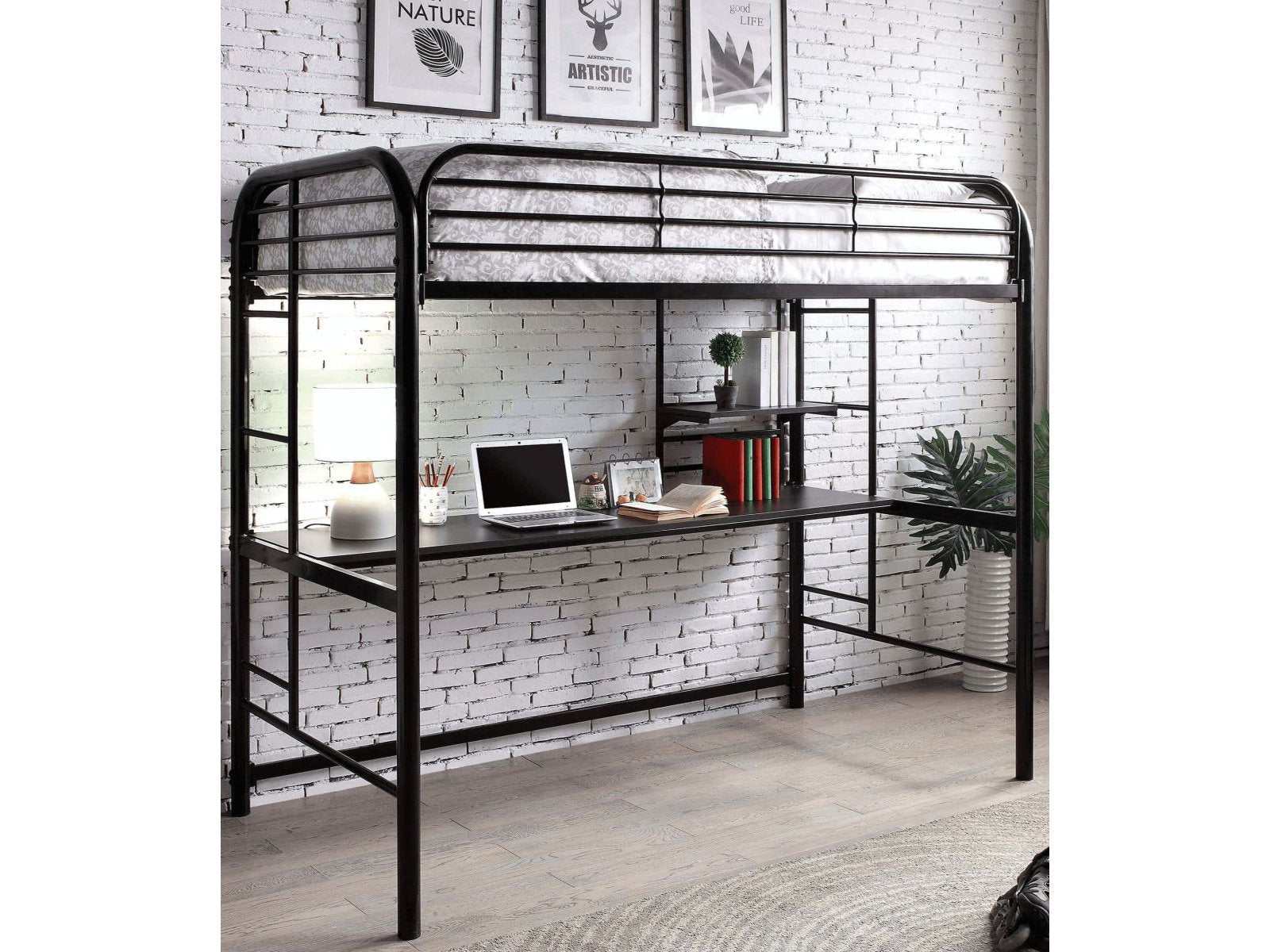 Opal III Black Twin Loft Bed